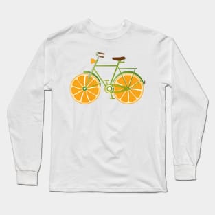 funny green bike with slices of orange wheels Long Sleeve T-Shirt